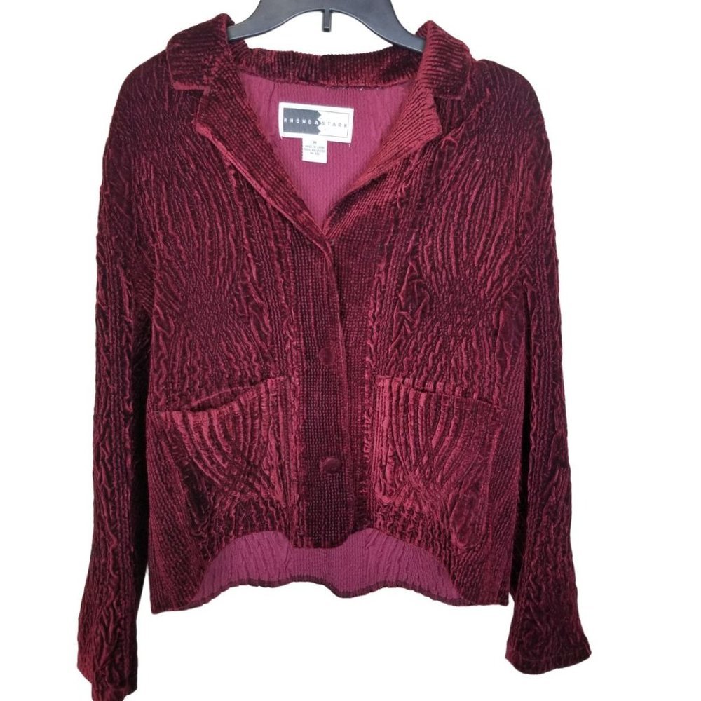 VTG Rhonda Stark Womens M Red Textured Long Sleeve